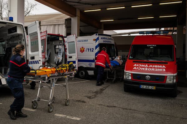A patient arriving at the Garcia de Orta Hospital on Tuesday on the outskirts of Lisbon.